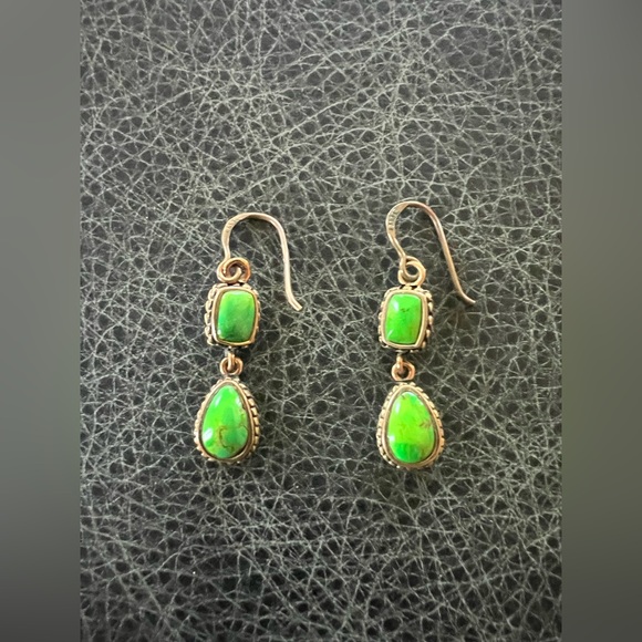 Studio Barse Earrings Bronze with Green Turquoise - Picture 2 of 8